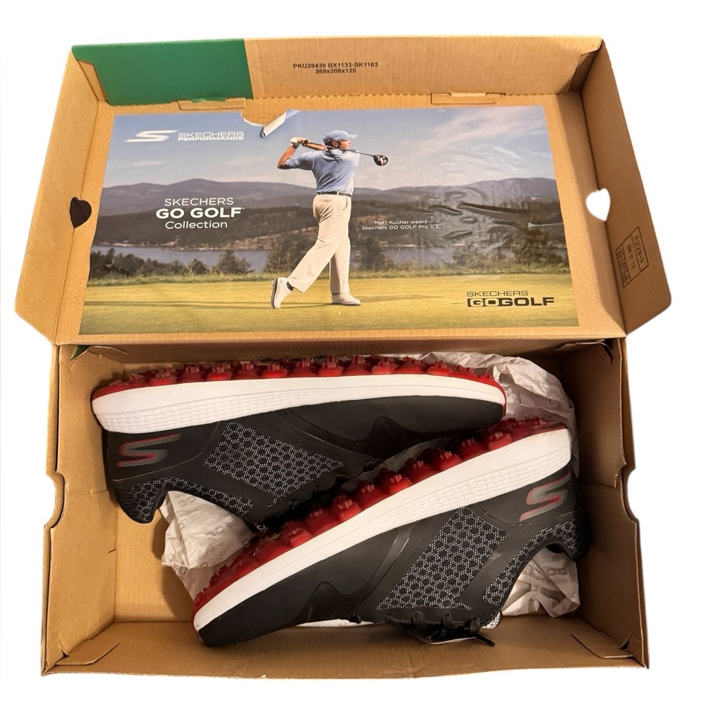 Skechers Go Golf Black and Red Comfort Max Dri-Lex Sneakers Size 10 - Picture 2 of 16